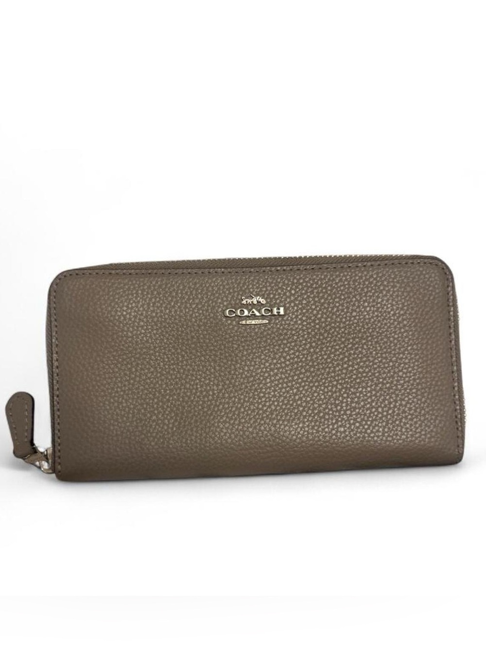 Coach accordion Pebbled Leather Zip Wallet - Taupe grey